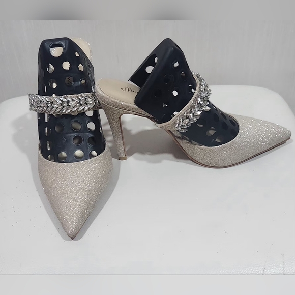 MUCCCUTE Women's High Heel Sandals, Rhinestone Strap Sandals, Nude Heels, Pointe - Picture 3 of 7